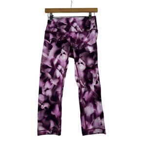 Lululemon High Rise‎ Floral Print Cropped Leggings size 6 Purple
